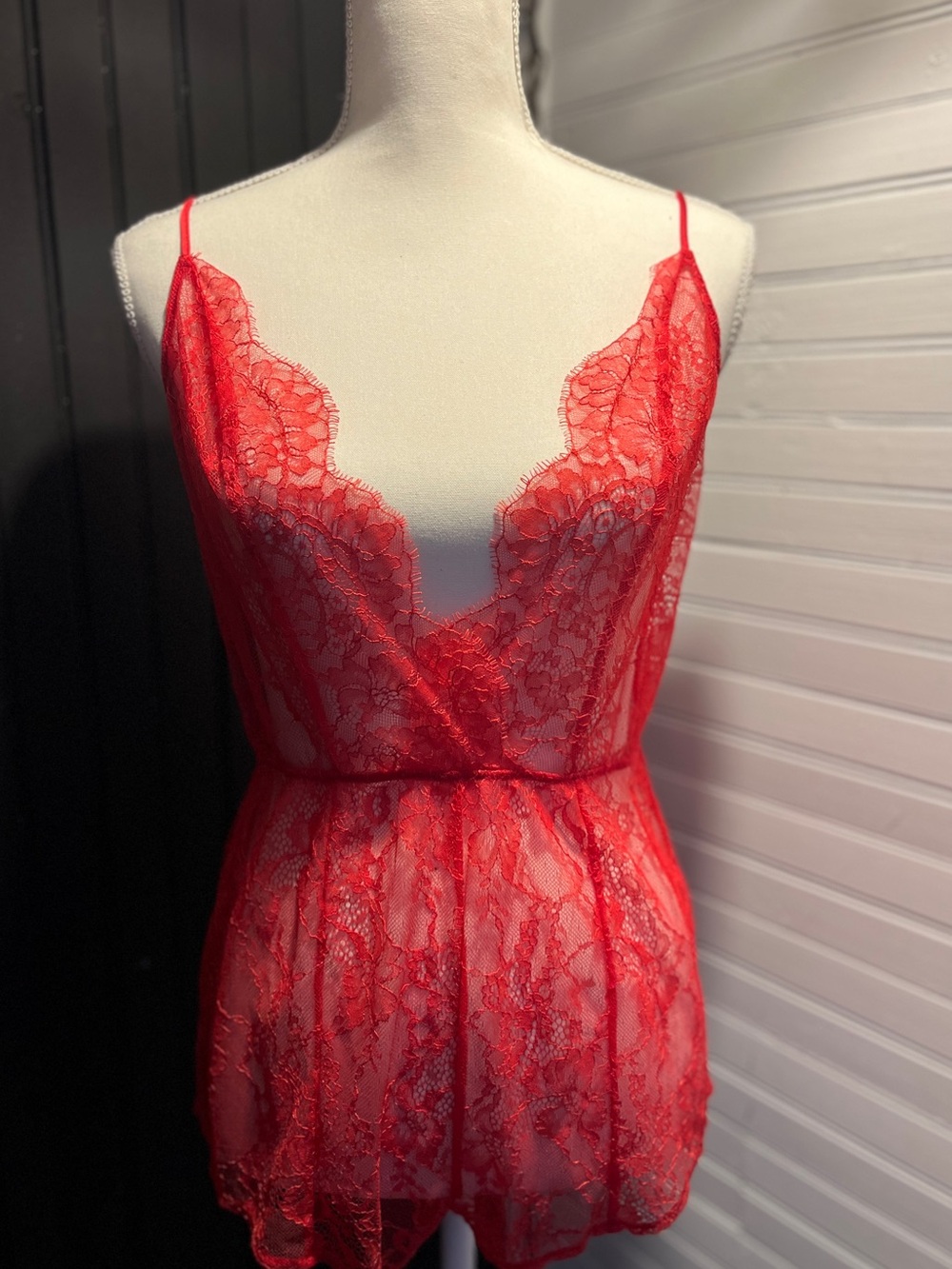 Victoria's Secret Red Lace Babydoll Romper